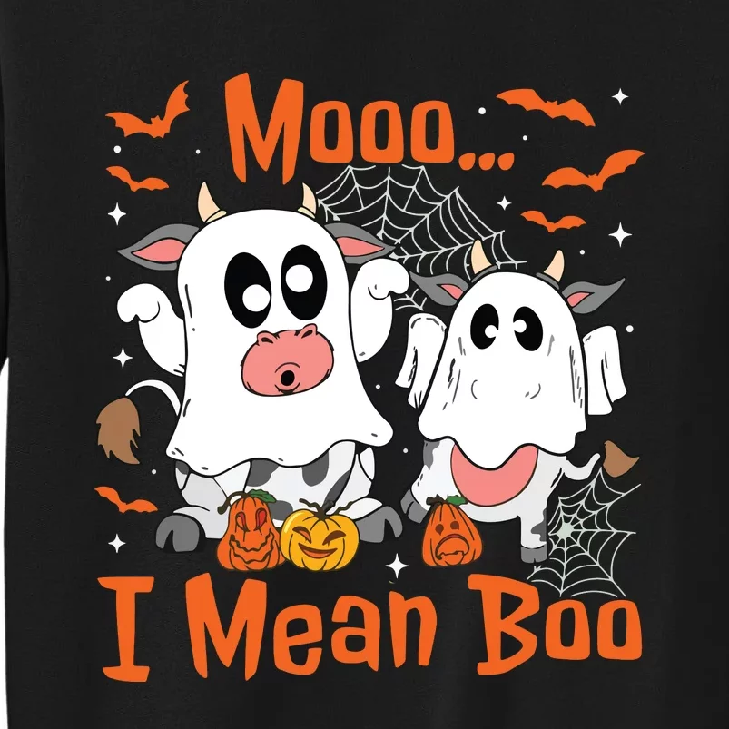 Cute Ghost Cow Moo I Mean Boo Halloween Funny Cow Lover Tall Sweatshirt