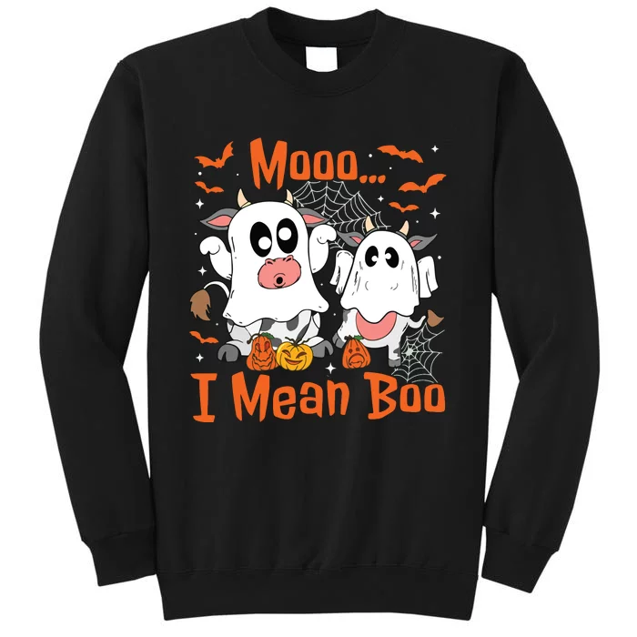 Cute Ghost Cow Moo I Mean Boo Halloween Funny Cow Lover Tall Sweatshirt