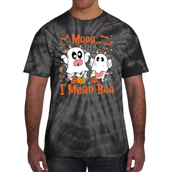 Cute Ghost Cow Moo I Mean Boo Halloween Funny Cow Lover Tie-Dye T-Shirt