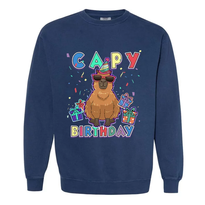 capybara gifts, capy birthday, happy birthday capybara Garment-Dyed Sweatshirt