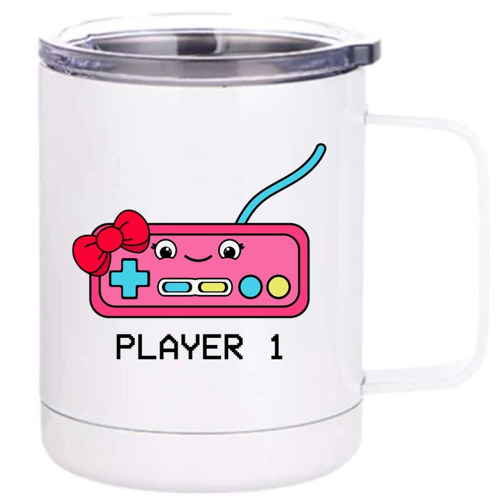 Cute Game Controller Kawaii Joystick Funny Gamer Girl Matching Gamer Couple Front & Back 12oz Stainless Steel Tumbler Cup