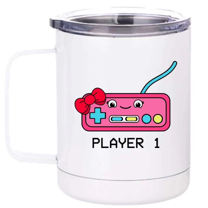 Cute Game Controller Kawaii Joystick Funny Gamer Girl Matching Gamer Couple Front & Back 12oz Stainless Steel Tumbler Cup