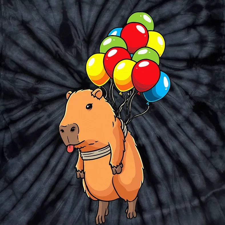 Capybara Giant Cavy Rodent With Balloons Capybara Tie-Dye T-Shirt