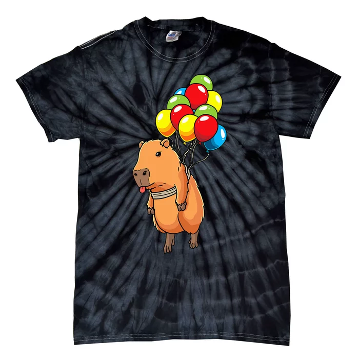 Capybara Giant Cavy Rodent With Balloons Capybara Tie-Dye T-Shirt