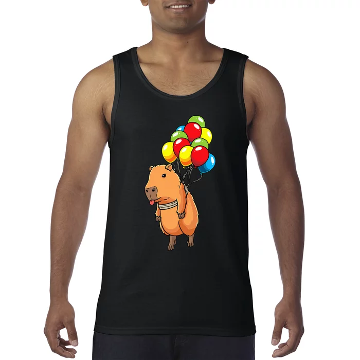 Capybara Giant Cavy Rodent With Balloons Capybara Tank Top