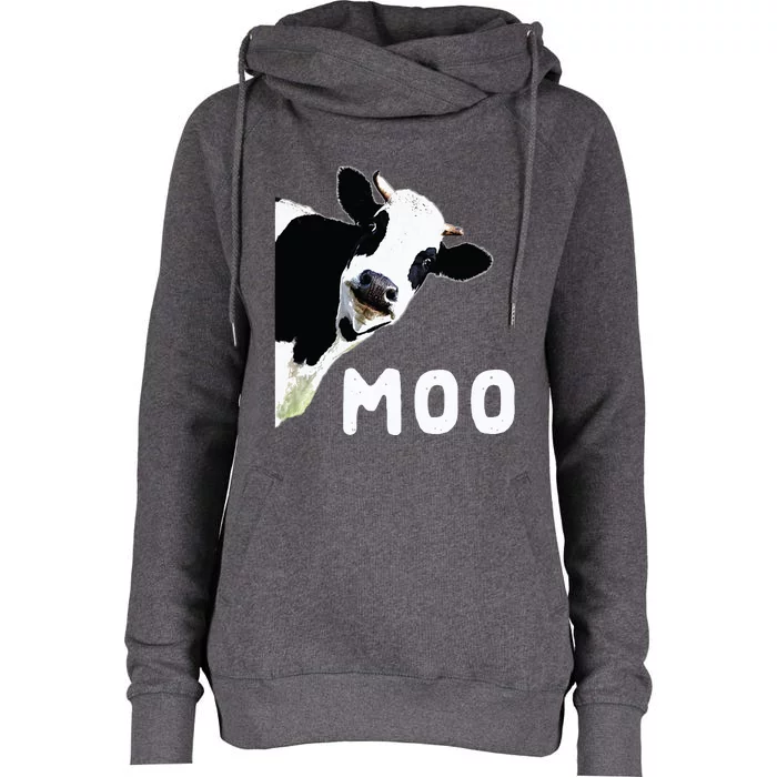 Cow Gift Womens Funnel Neck Pullover Hood