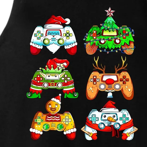 Christmas Gamer Controller Holiday Gift Ladies Tri-Blend Wicking Tank