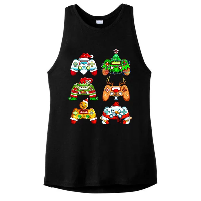 Christmas Gamer Controller Holiday Gift Ladies Tri-Blend Wicking Tank