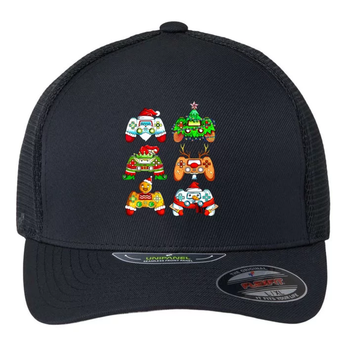 Christmas Gamer Controller Holiday Gift Flexfit Unipanel Trucker Cap