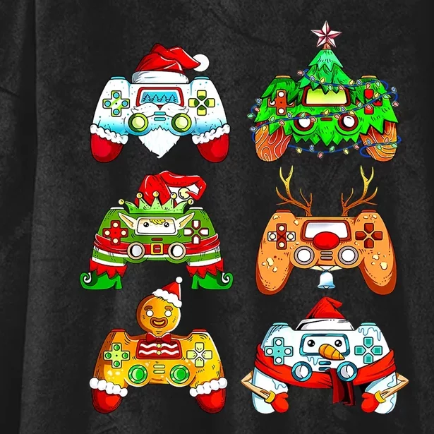 Christmas Gamer Controller Holiday Gift Hooded Wearable Blanket