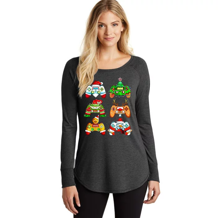 Christmas Gamer Controller Holiday Gift Women's Perfect Tri Tunic Long Sleeve Shirt