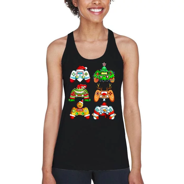 Christmas Gamer Controller Holiday Gift Women's Racerback Tank