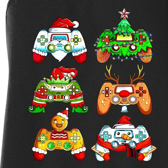 Christmas Gamer Controller Holiday Gift Women's Racerback Tank