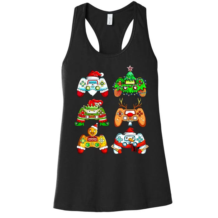 Christmas Gamer Controller Holiday Gift Women's Racerback Tank