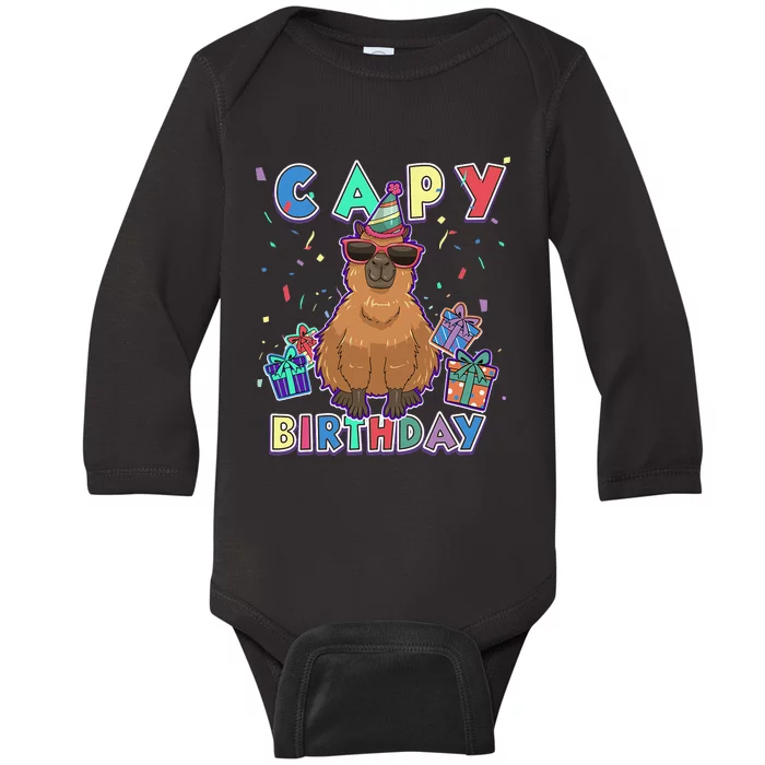 capybara gifts capy birthday happy birthday capybara Baby Long Sleeve Bodysuit