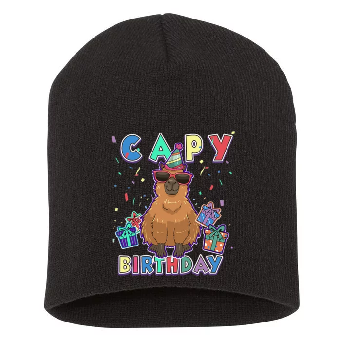 capybara gifts capy birthday happy birthday capybara Short Acrylic Beanie