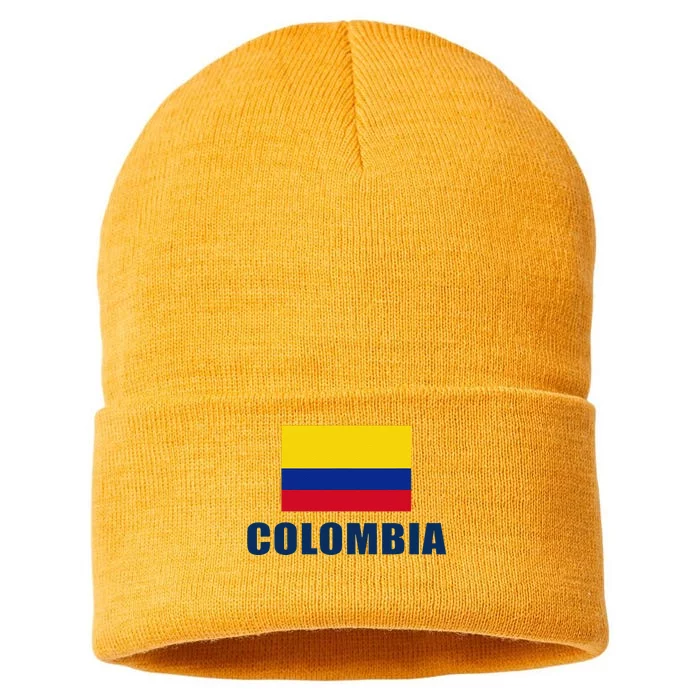 Colombia Gift Columbian Flag Pride Gift Sustainable Knit Beanie