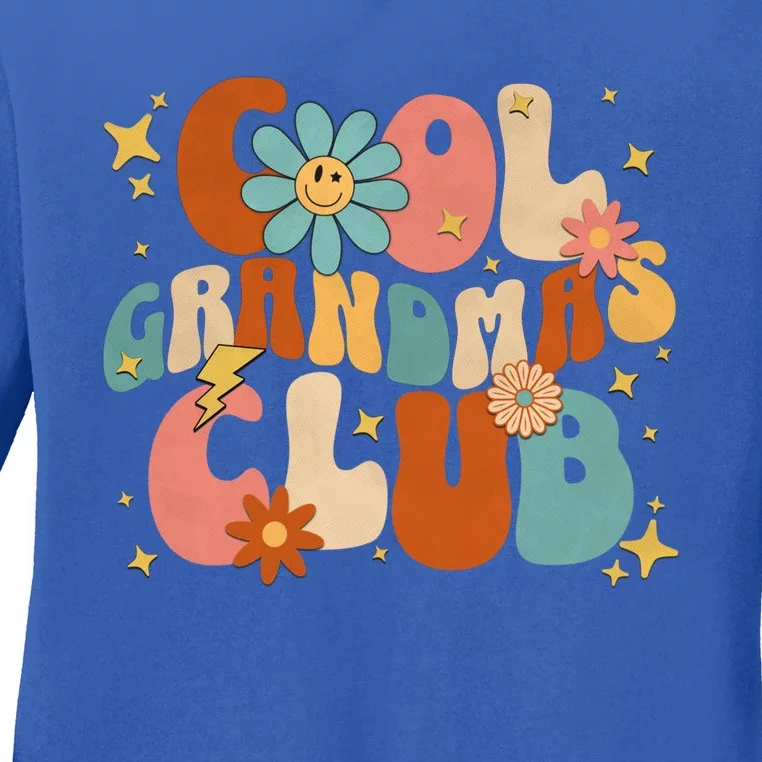 Cool Grandmas Club Groovy Retro Funny New Grandma 2023 2024 Gift Ladies Long Sleeve Shirt