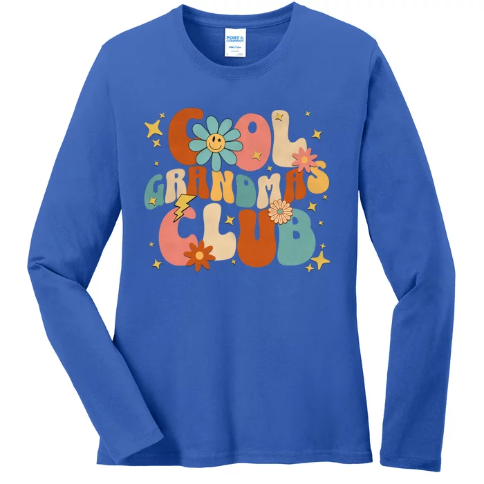 Cool Grandmas Club Groovy Retro Funny New Grandma 2023 2024 Gift Ladies Long Sleeve Shirt