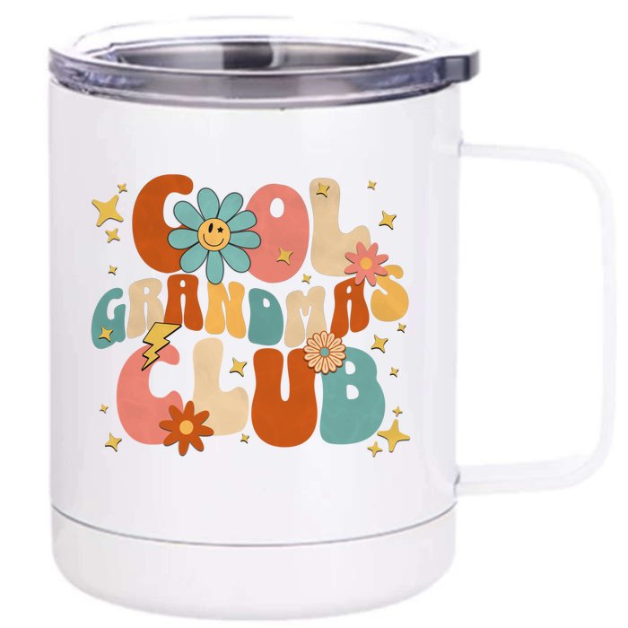 Cool Grandmas Club Groovy Retro Funny New Grandma 2023 2024 Gift Front & Back 12oz Stainless Steel Tumbler Cup