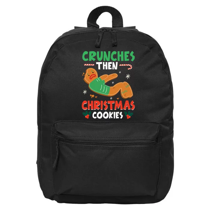 Christmas Gingerbread Crunches Then Christmas Cookies Funny Workout Xmas Holiday 16 in Basic Backpack