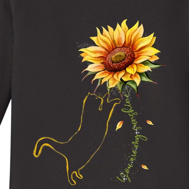 Cat Graphic Cat Sunflower Cat Sunshine Cat Lover Baby Long Sleeve Bodysuit