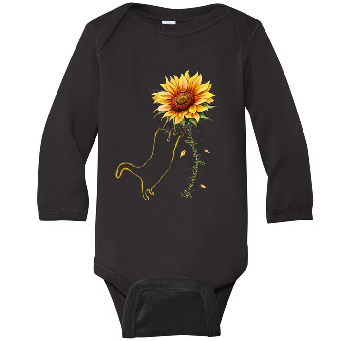 Cat Graphic Cat Sunflower Cat Sunshine Cat Lover Baby Long Sleeve Bodysuit