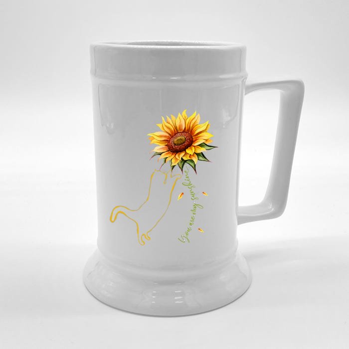 Cat Graphic Cat Sunflower Cat Sunshine Cat Lover Front & Back Beer Stein