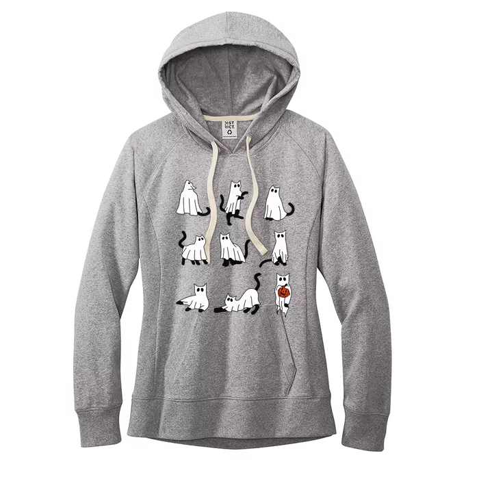 Cute Ghost Cat Funny Halloween Outfit Costumes Women's Fleece Hoodie