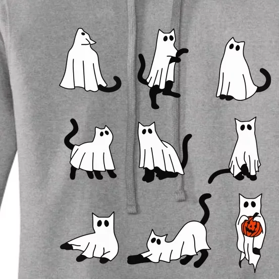 Cute Ghost Cat Funny Halloween Outfit Costumes Women's Pullover Hoodie