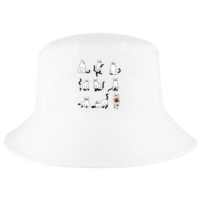 Cute Ghost Cat Funny Halloween Outfit Costumes Cool Comfort Performance Bucket Hat