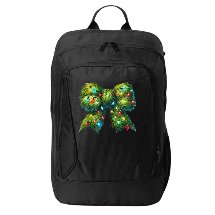 Christmas Green Coquette Bow Lights Christmas Coquette Bow City Backpack