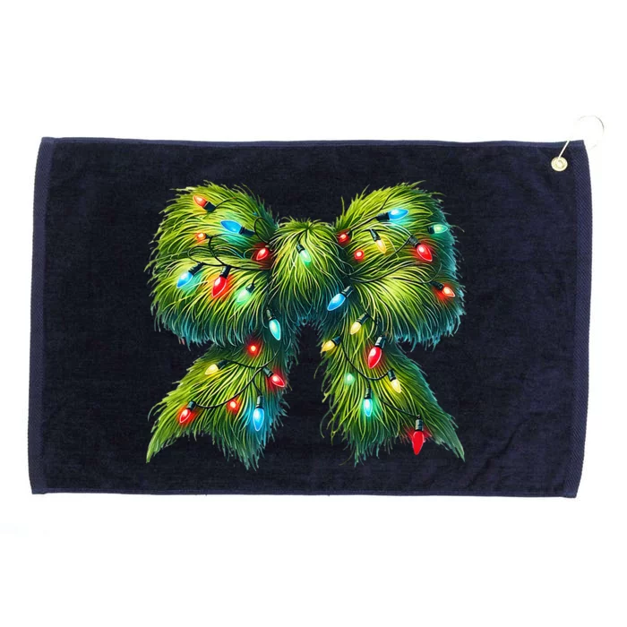 Christmas Green Coquette Bow Lights Christmas Coquette Bow Grommeted Golf Towel