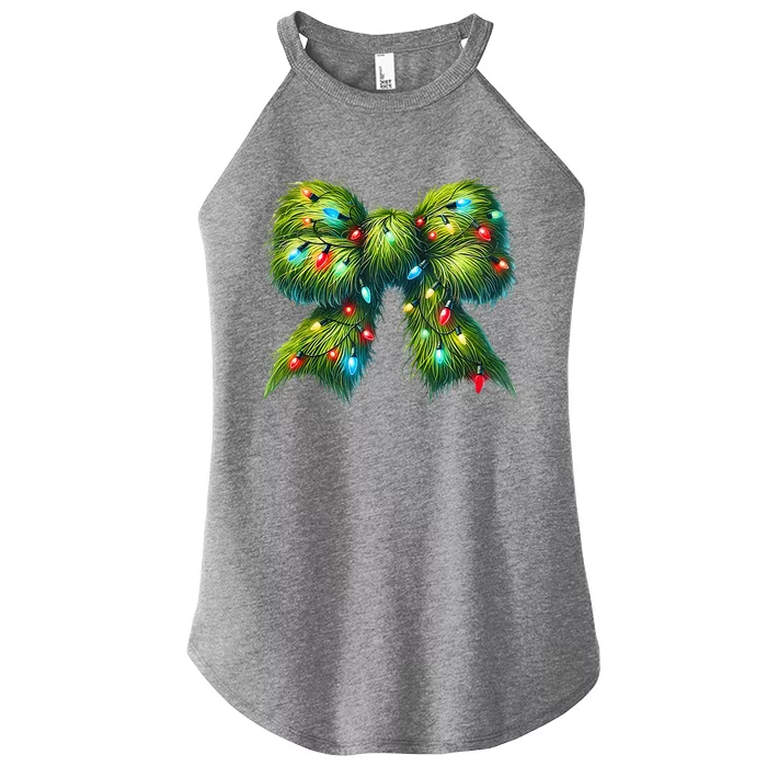 Christmas Green Coquette Bow Lights Christmas Coquette Bow Women’s Perfect Tri Rocker Tank