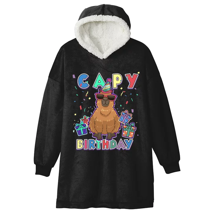 Capybara Gifts, Capy Birthday, Happy Birthday Capybara Hooded Wearable Blanket