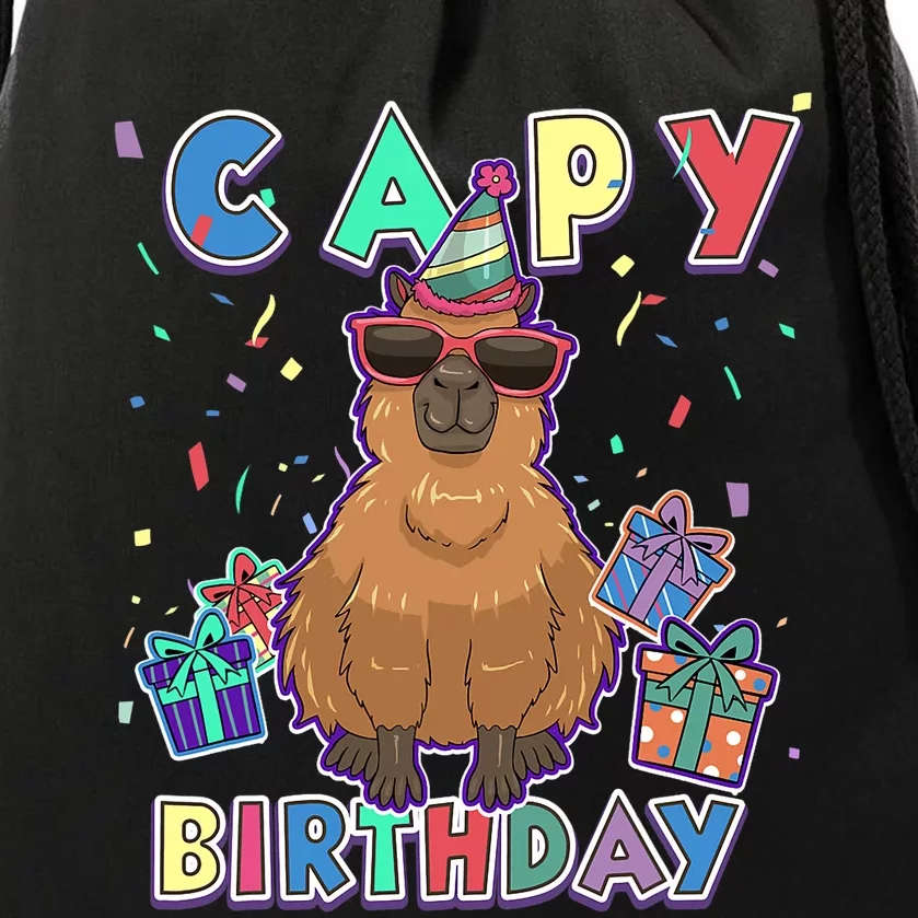 Capybara Gifts, Capy Birthday, Happy Birthday Capybara Drawstring Bag