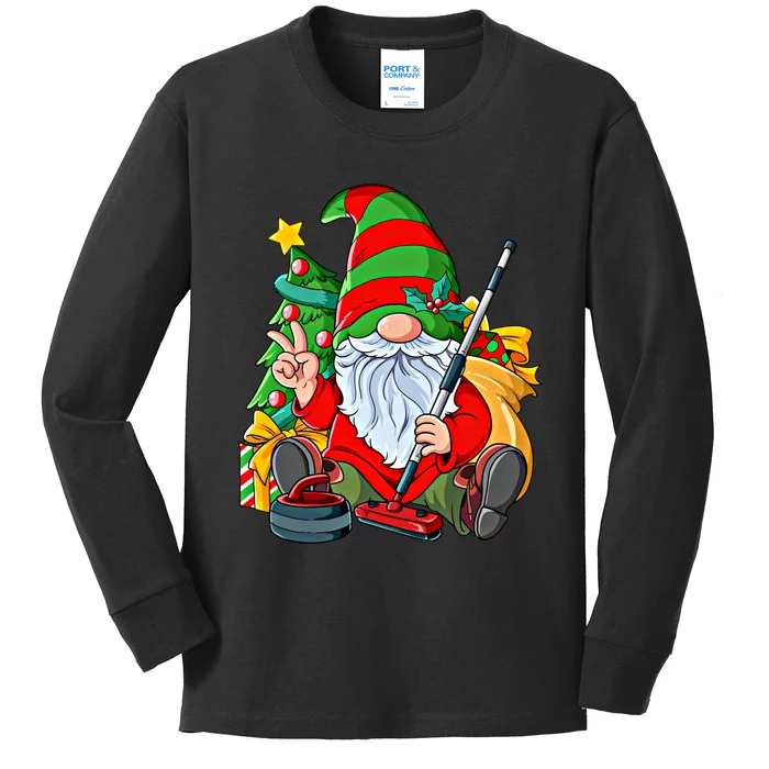 Christmas Gnome Curling Great Gift Kids Long Sleeve Shirt