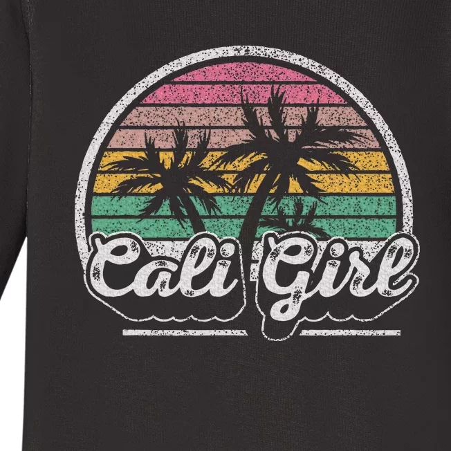 Cali Girl California Retro California Palm Trees Summer Baby Long Sleeve Bodysuit