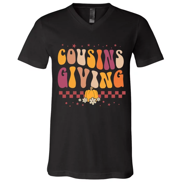 Cousins Giving Cute Pumpkin Cousin Crew Thanksgiving Family V-Neck T-Shirt