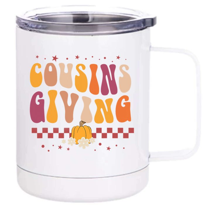 Cousins Giving Cute Pumpkin Cousin Crew Thanksgiving Family Front & Back 12oz Stainless Steel Tumbler Cup