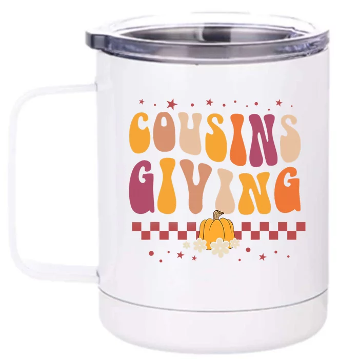 Cousins Giving Cute Pumpkin Cousin Crew Thanksgiving Family Front & Back 12oz Stainless Steel Tumbler Cup