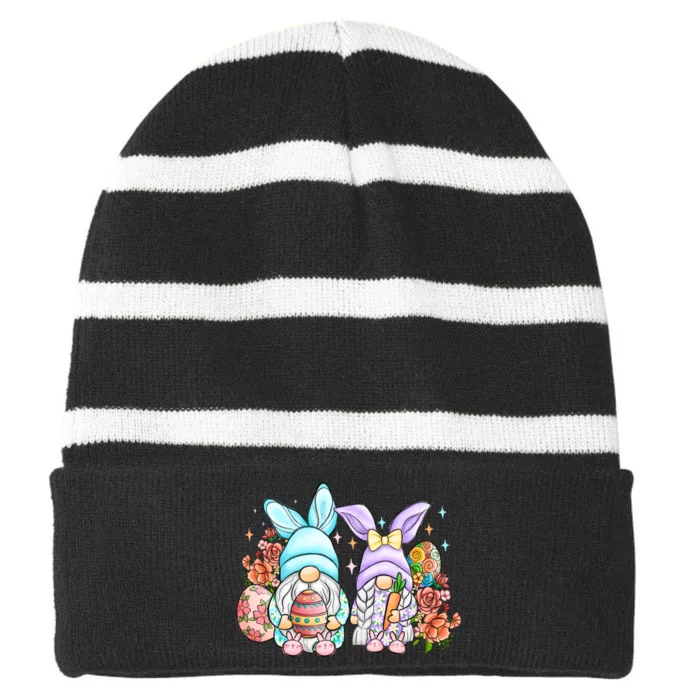 Cute Gnomes Couple Easter Day Gift Easter Egg Striped Beanie with Solid Band