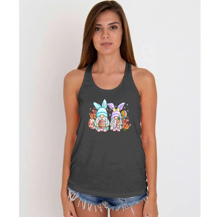 Cute Gnomes Couple Easter Day Gift Easter Egg Women's Knotted Racerback Tank