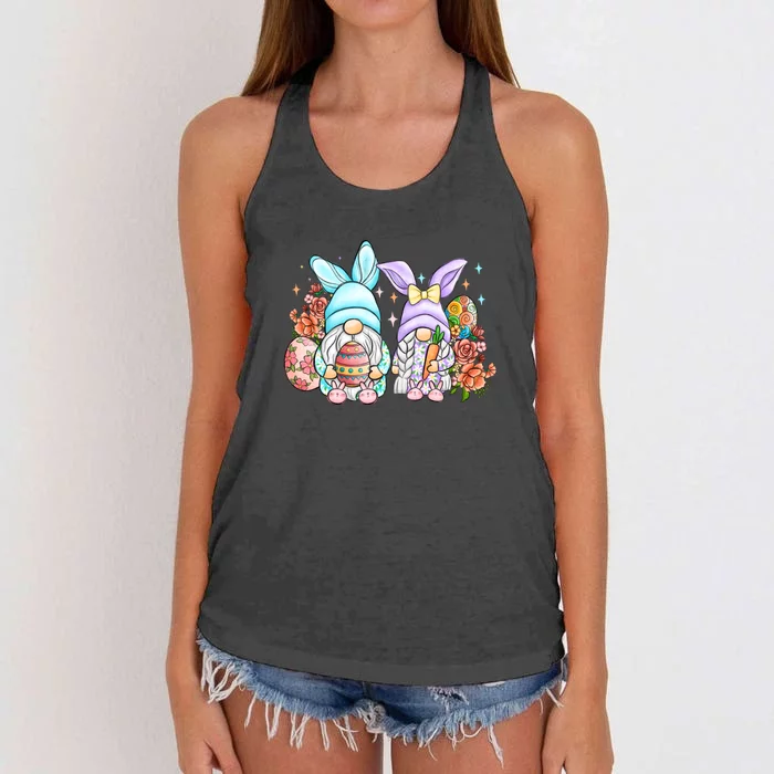 Cute Gnomes Couple Easter Day Gift Easter Egg Women's Knotted Racerback Tank