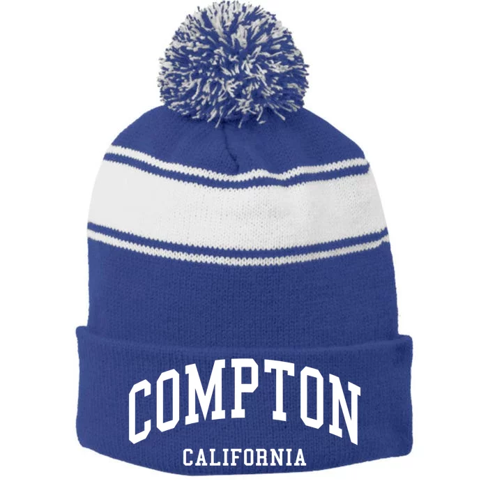 Compton Gift California Gift Classic Cool Gift Stripe Pom Pom Beanie