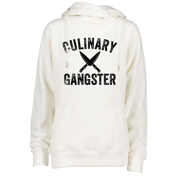 Culinary Gangster Cooking Themed Chefs Cooking Enthusiasts Womens Funnel Neck Pullover Hood