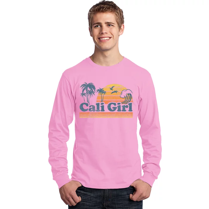 Cali Girl California Beach Summer Vacation Vintage 70s Retro Long Sleeve Shirt