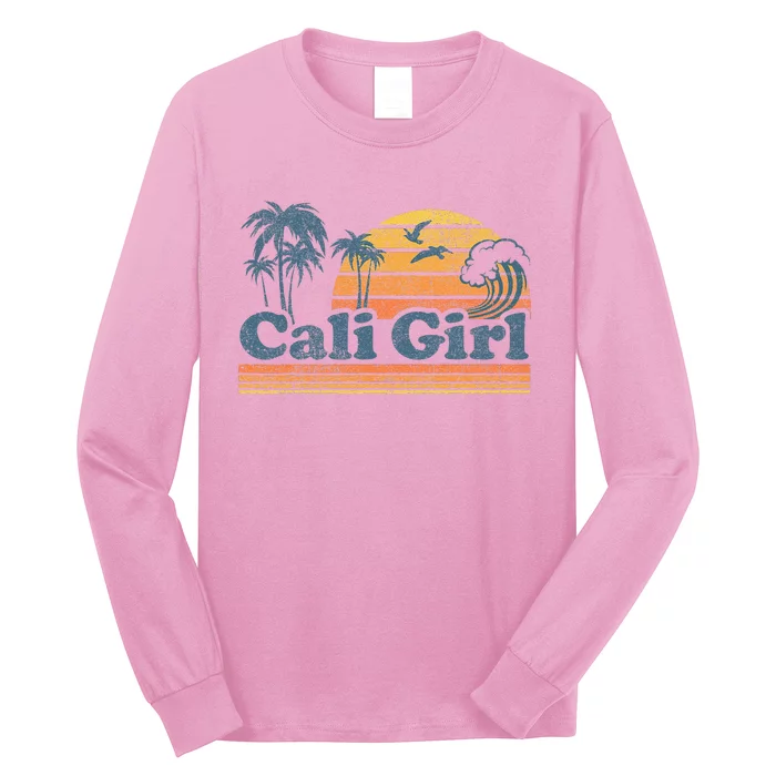 Cali Girl California Beach Summer Vacation Vintage 70s Retro Long Sleeve Shirt