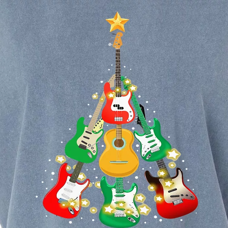 Cool Guitar Christmas Tree Light Guitar Lover Garment-Dyed Women's Muscle Tee