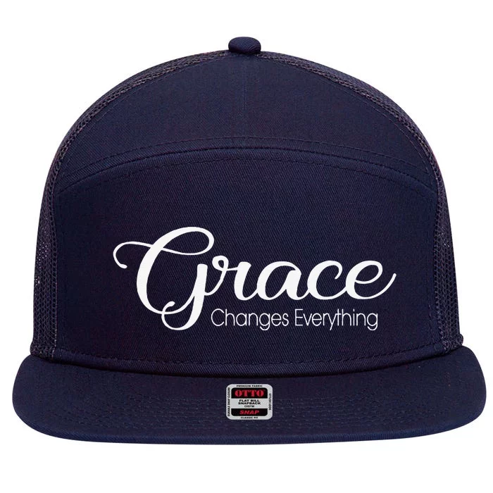 Christian Grace Changes Everything Christianity Jesus 7 Panel Mesh Trucker Snapback Hat